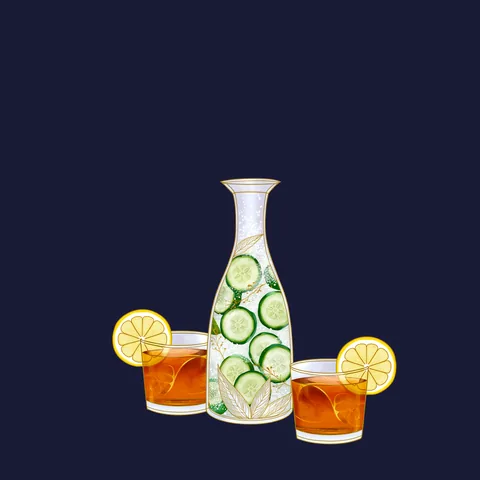 Cucumber mint water and iced tea